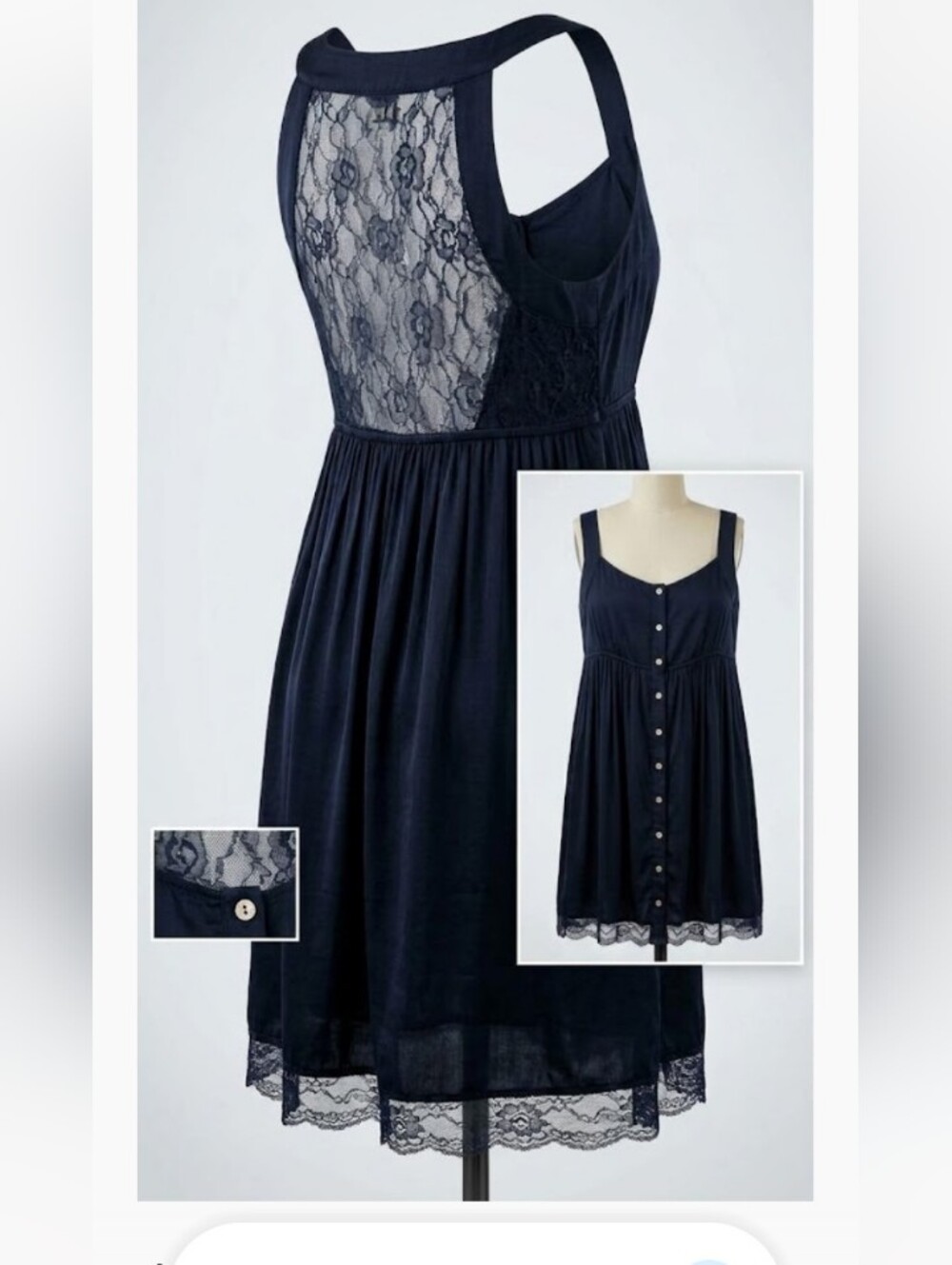 Ya Los Angeles Black Lace Panel Button Front Mini Dress ,(Sz M) Fall Easy Layer